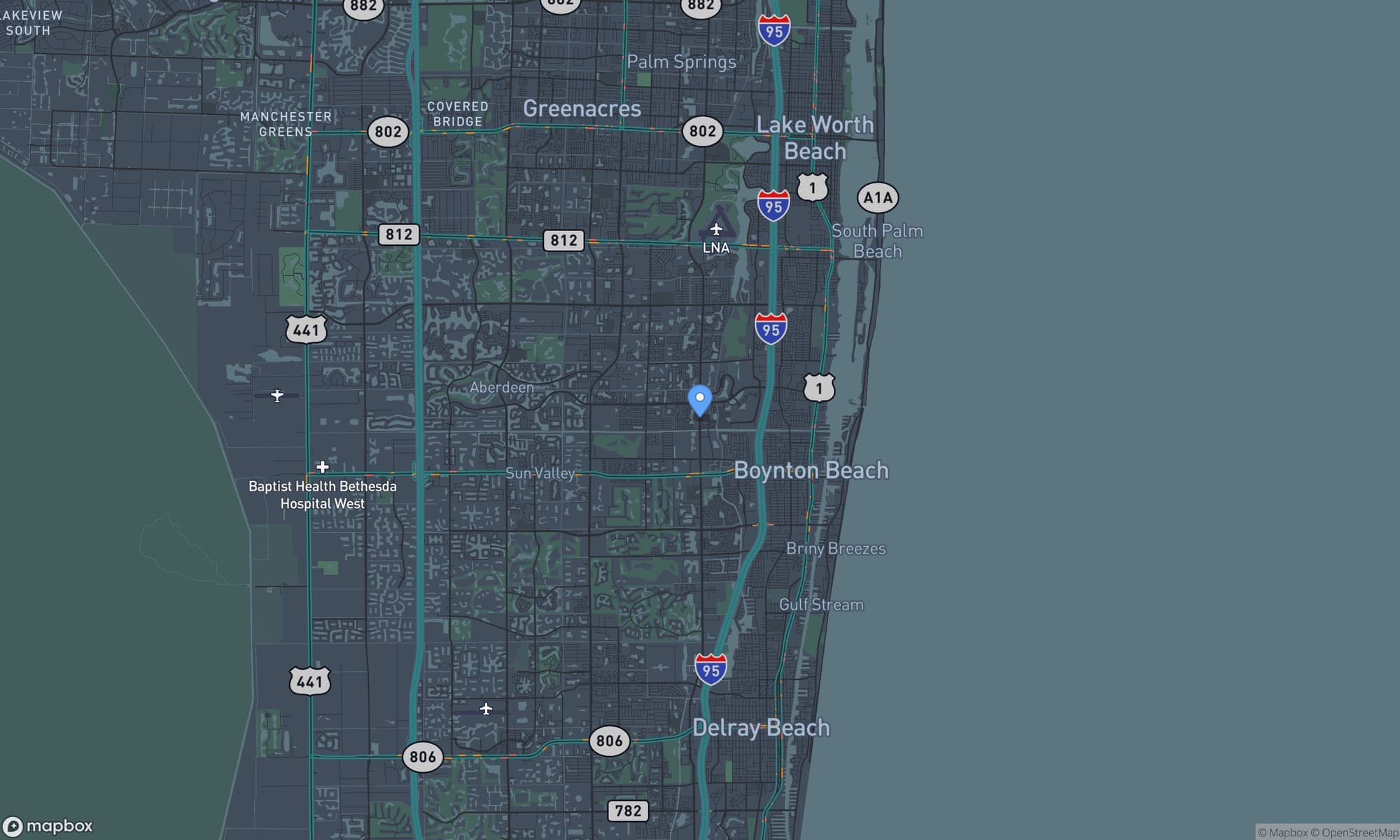 Map centered on Boynton Beach