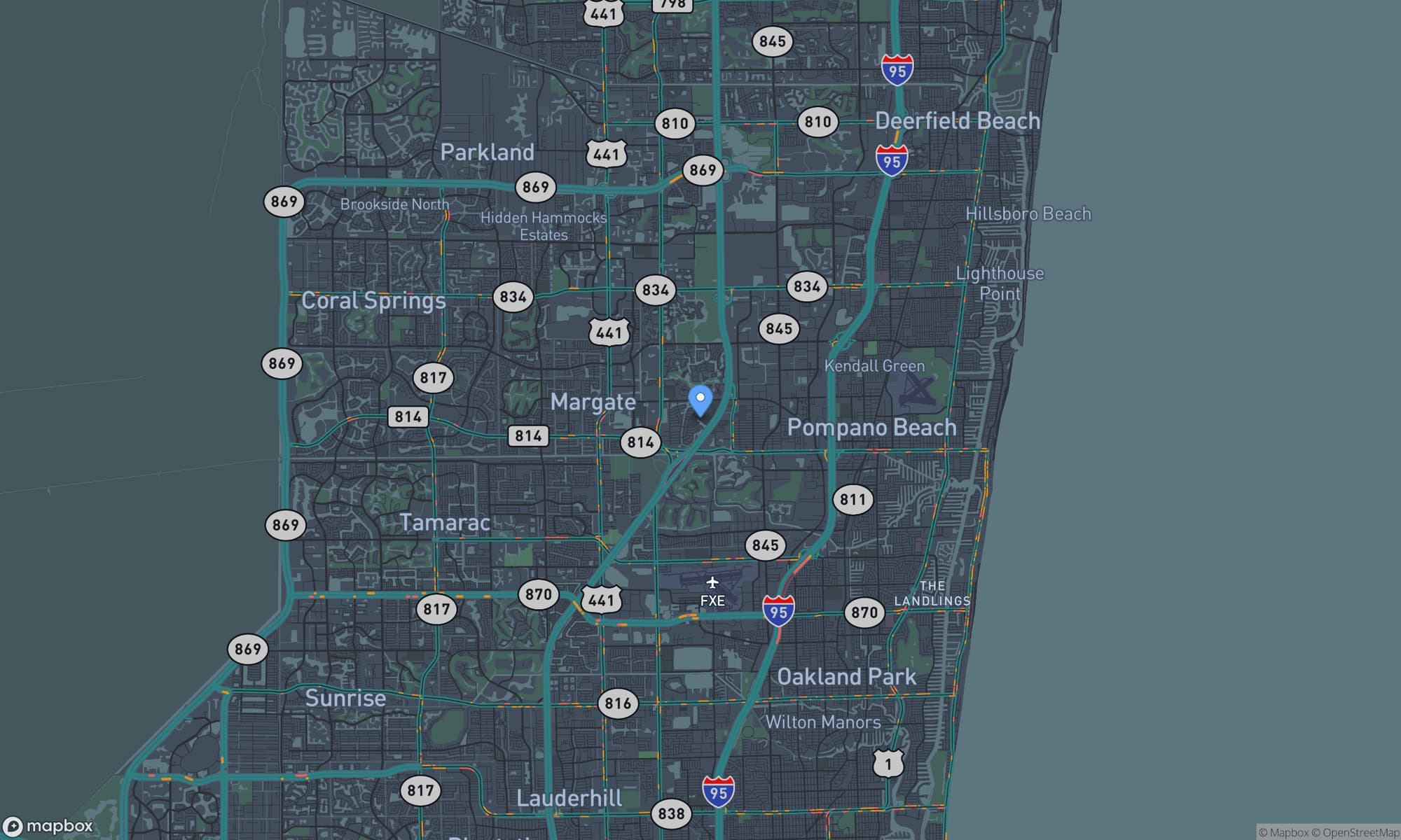 Map centered on Coconut Creek