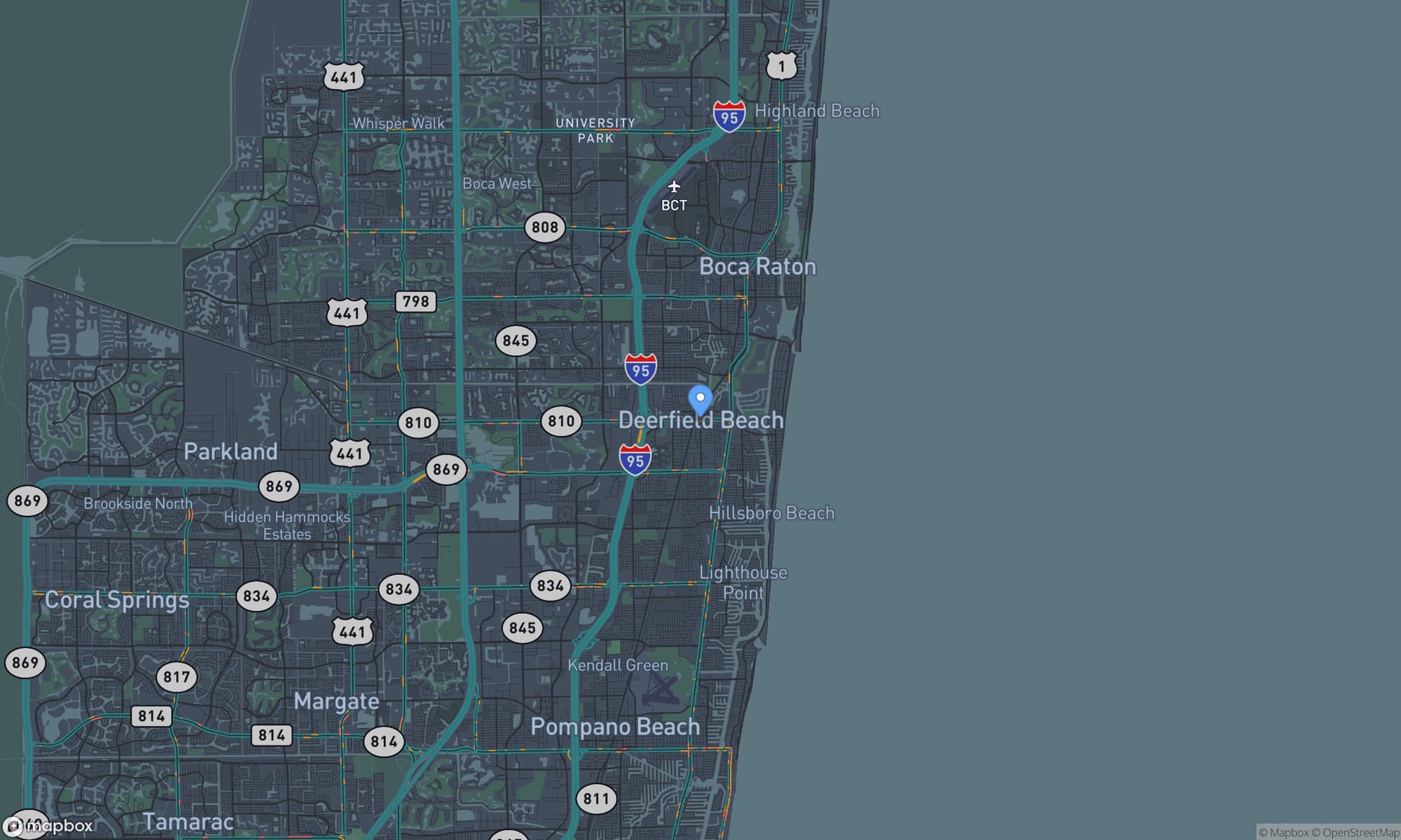 Map centered on Deerfield Beach