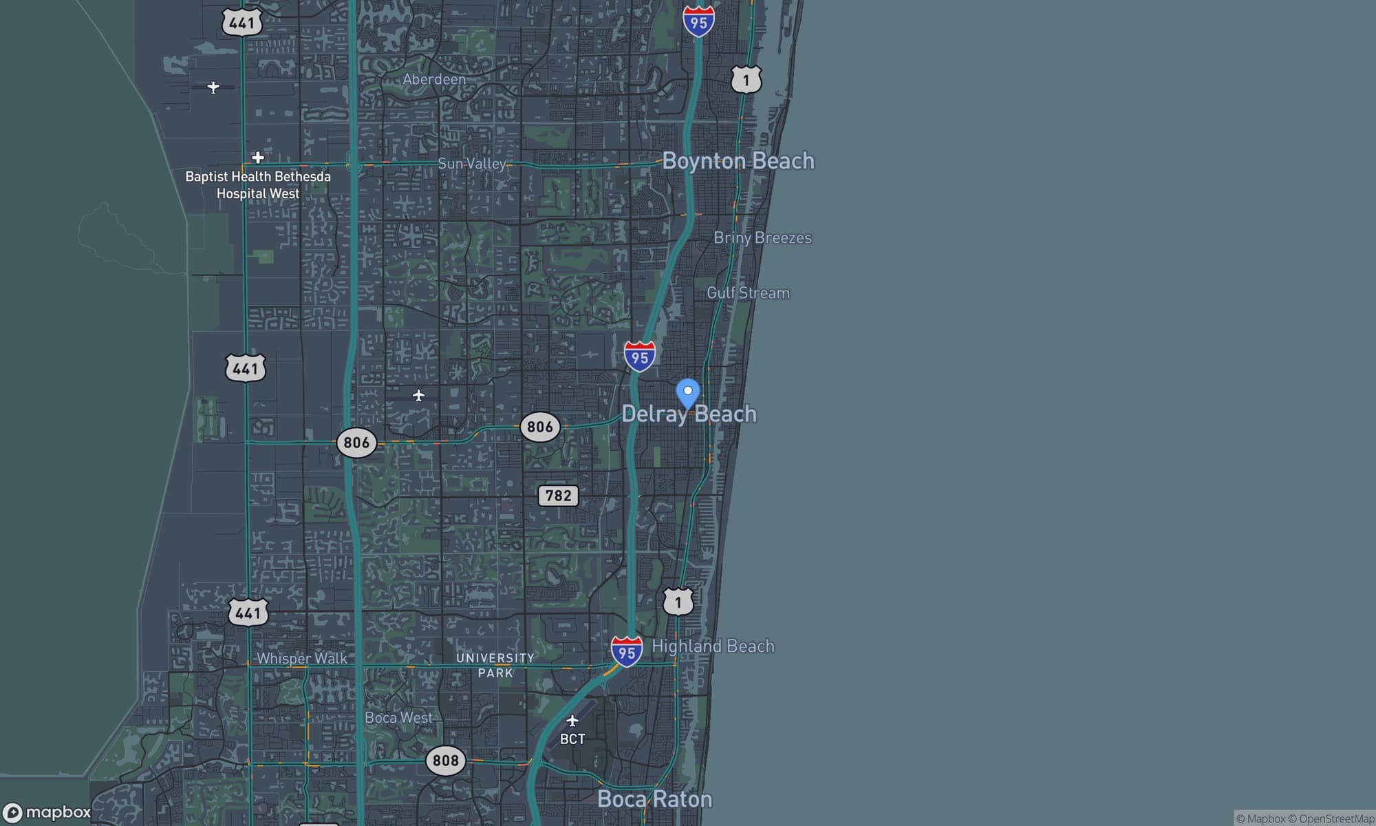 Map centered on Delray Beach