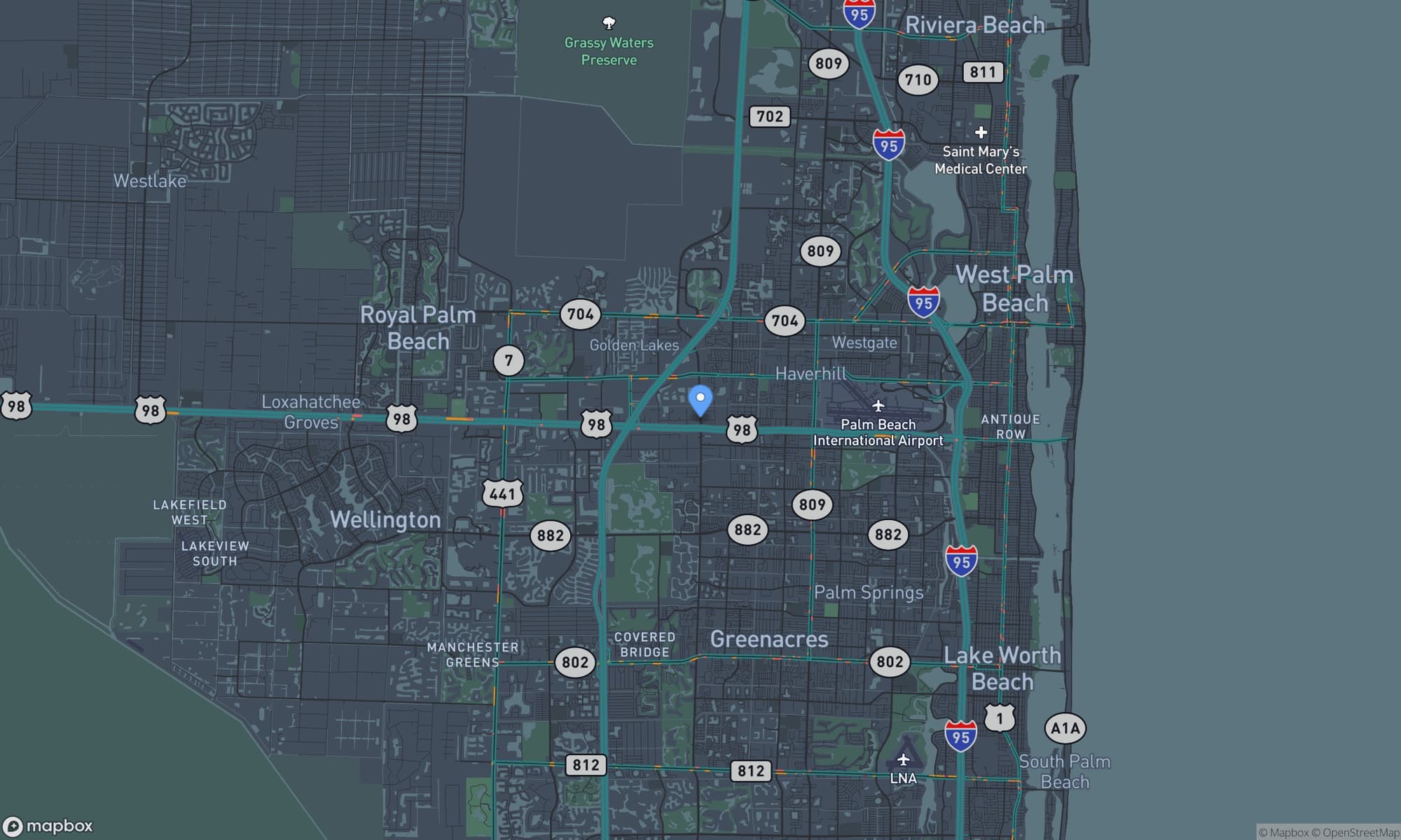 Map centered on Greenacres