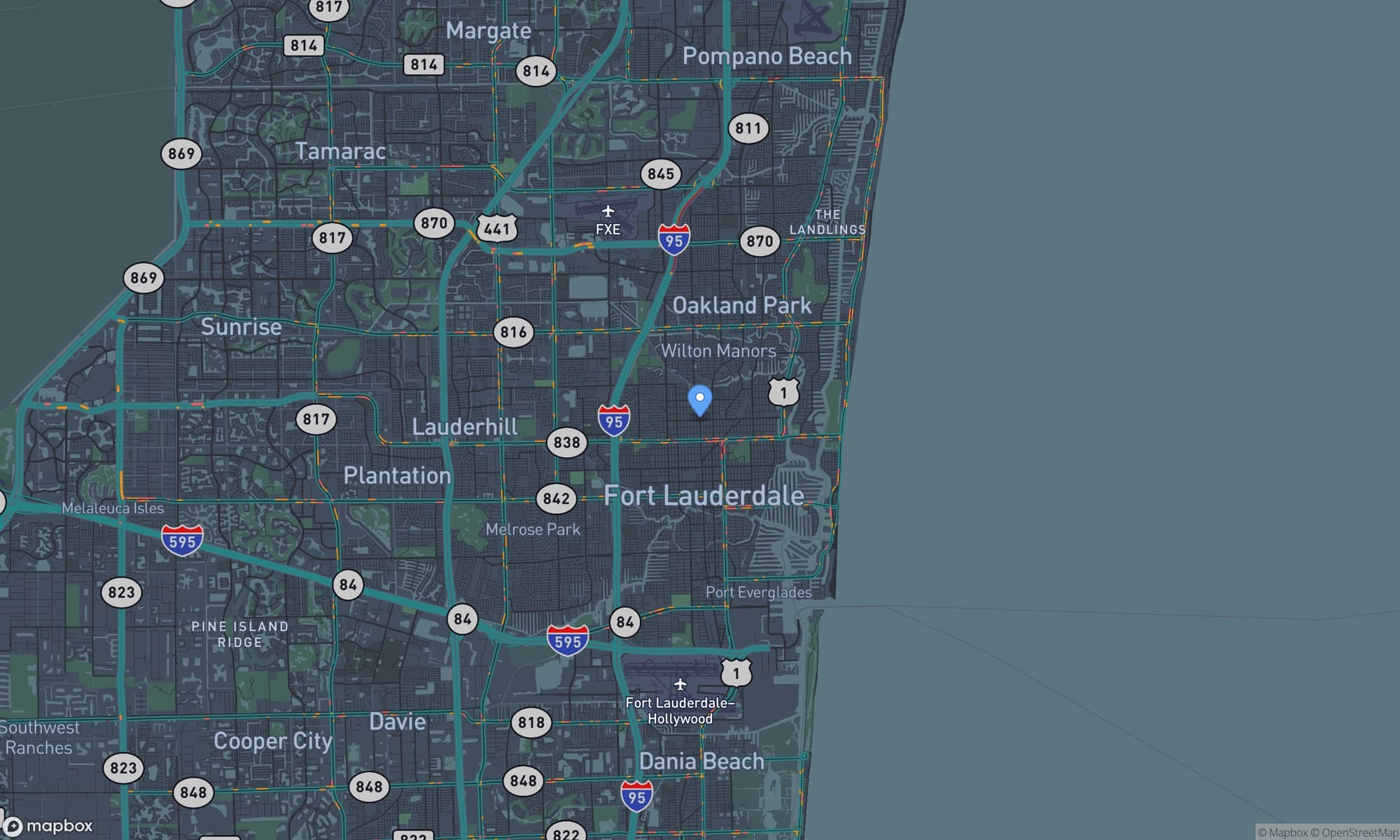 Map centered on Lauderdale Lakes