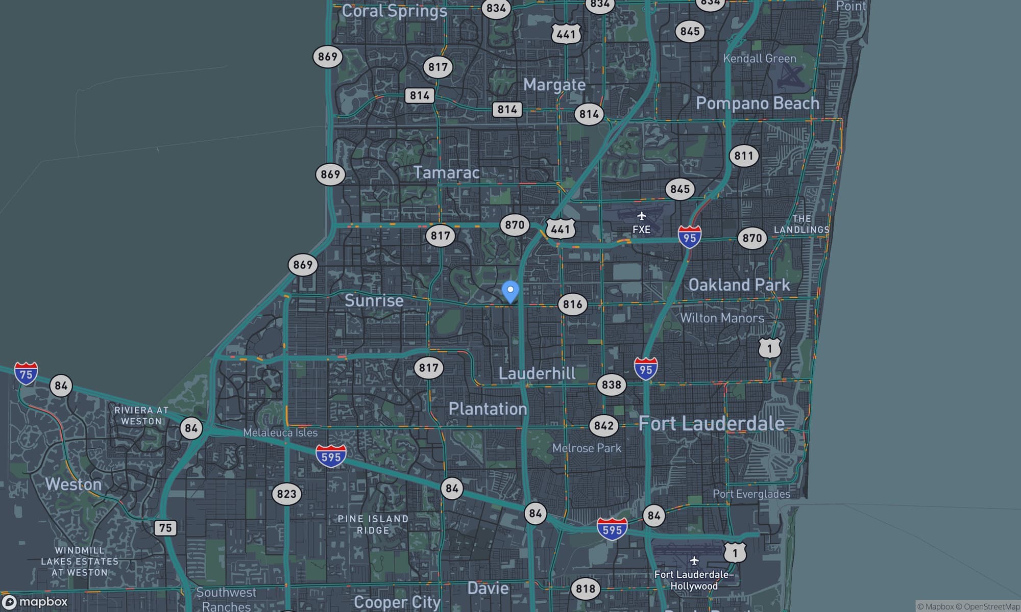 Map centered on Lauderhill