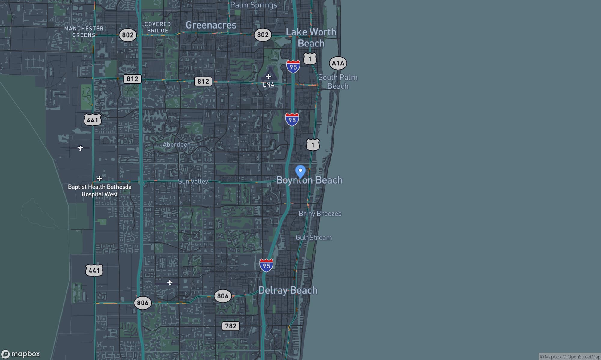 Map centered on Ocean Ridge / Gulf Stream