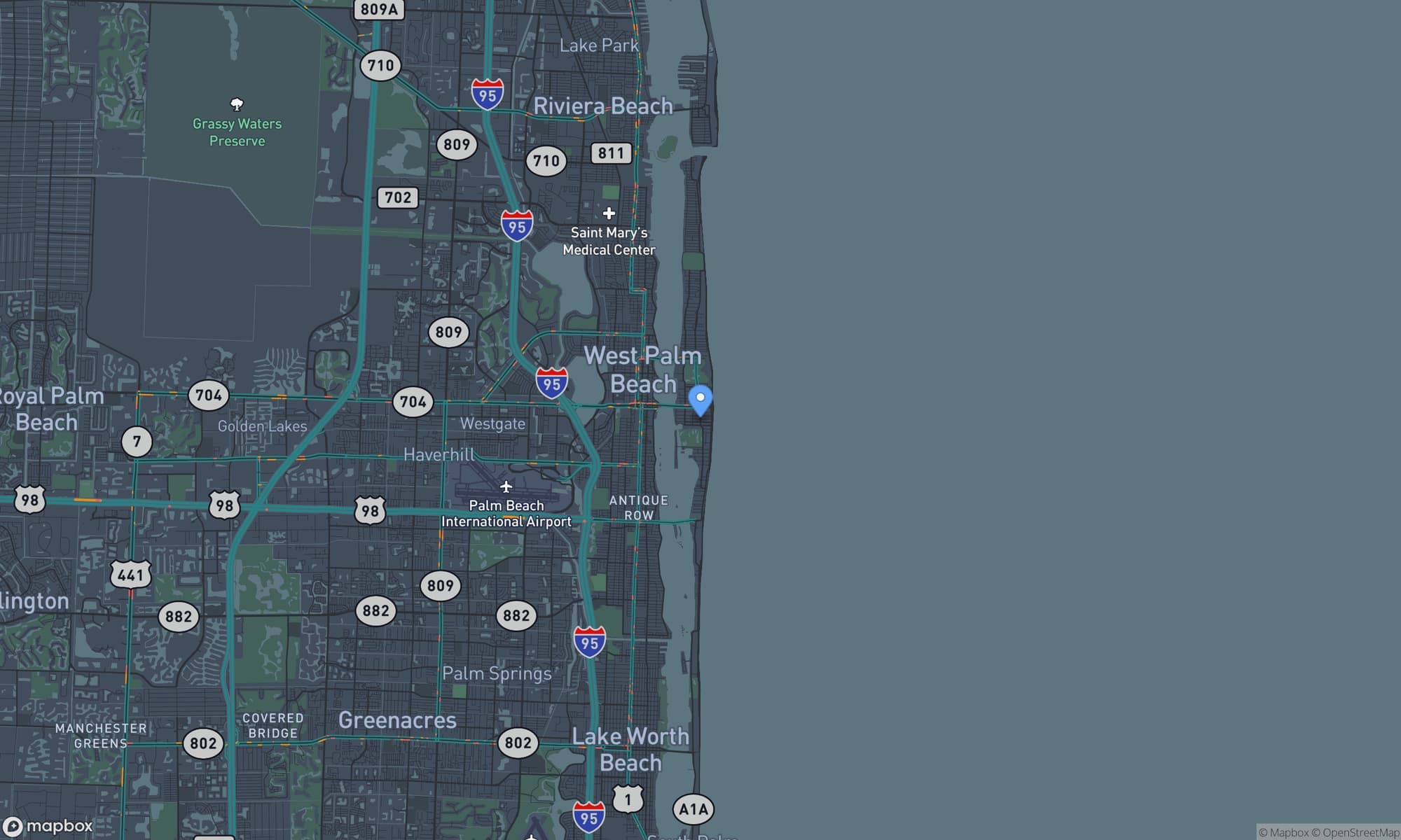 Map centered on Palm Beach