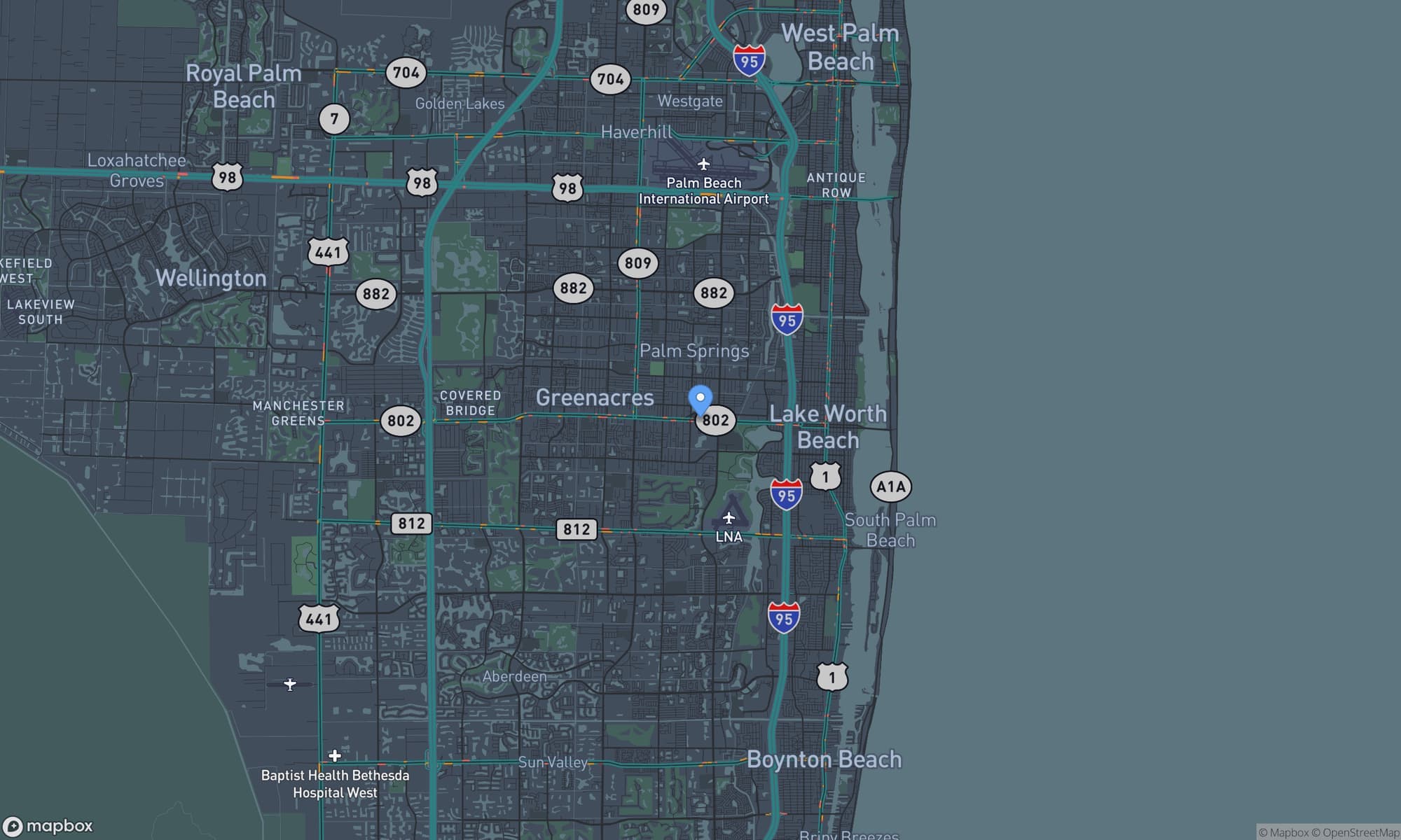 Map centered on Palm Springs