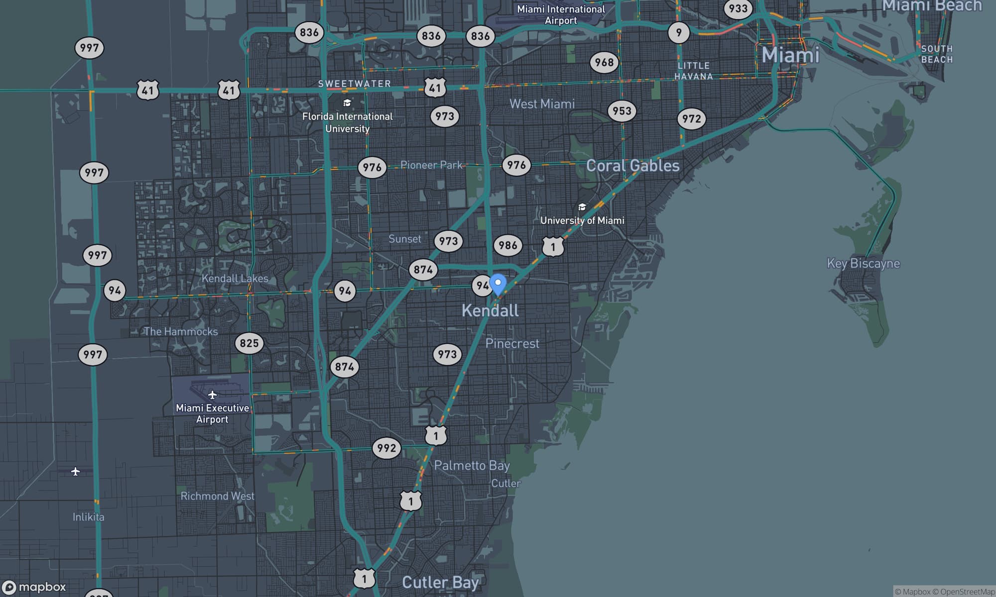 Map centered on Pinecrest