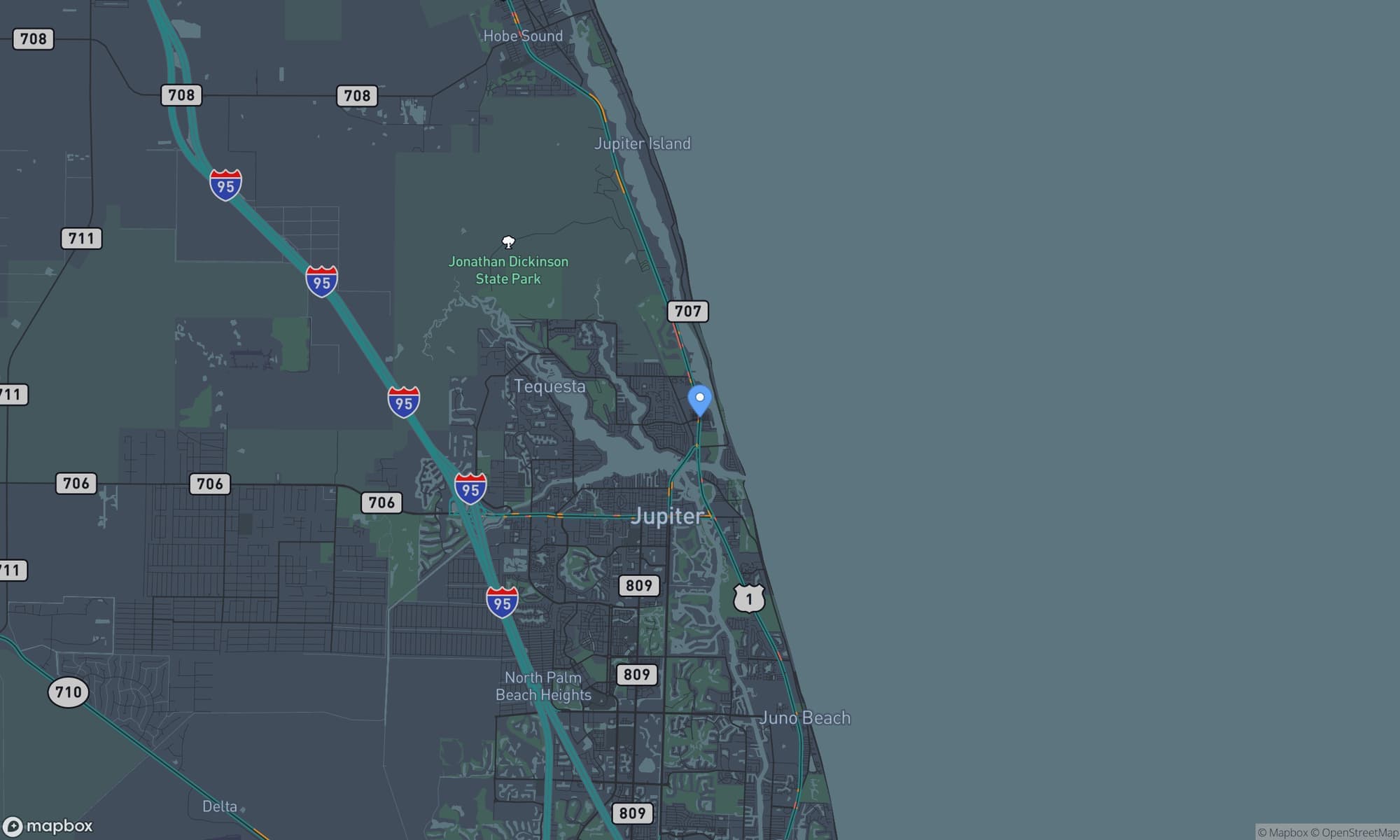 Map centered on Tequesta