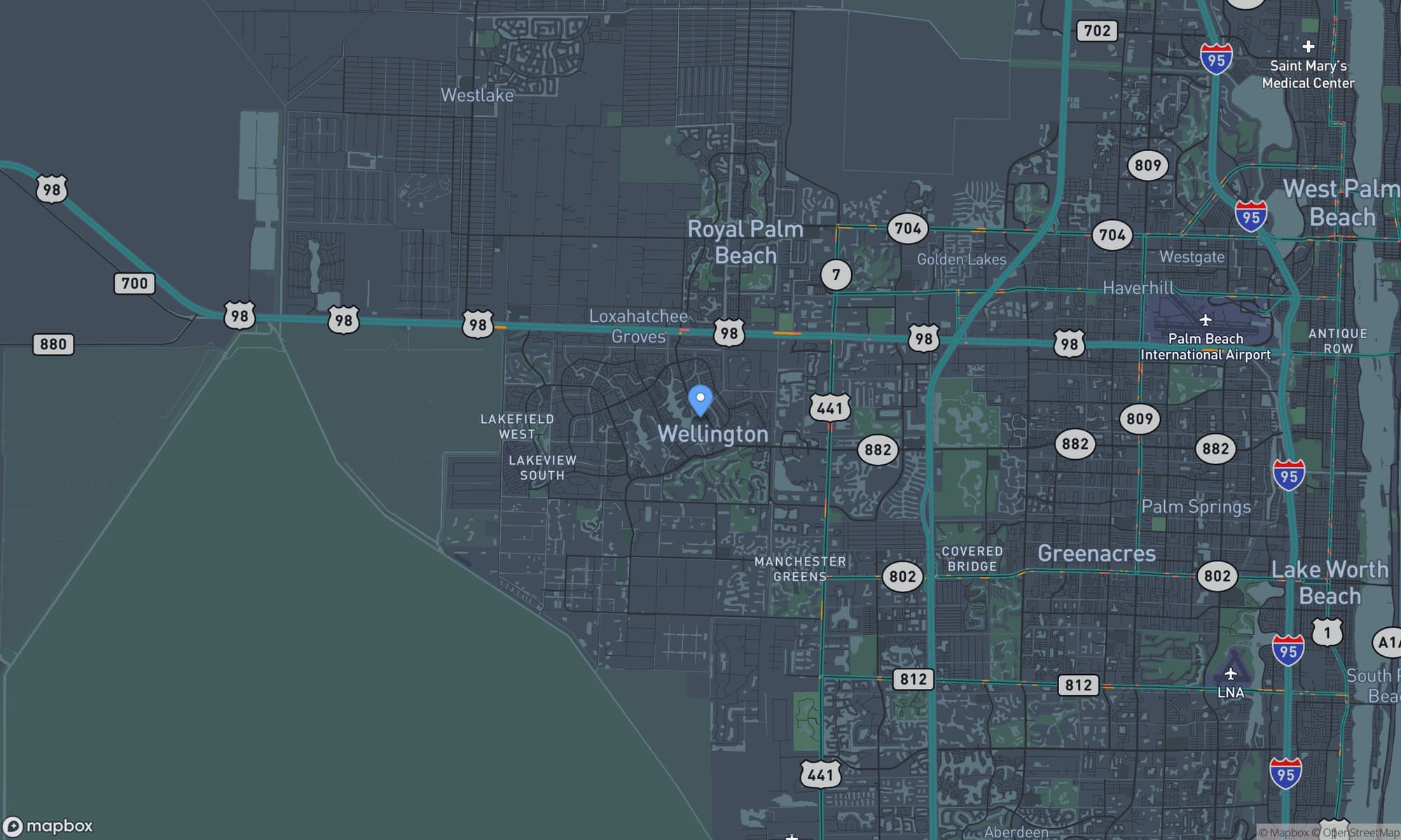 Map centered on Wellington