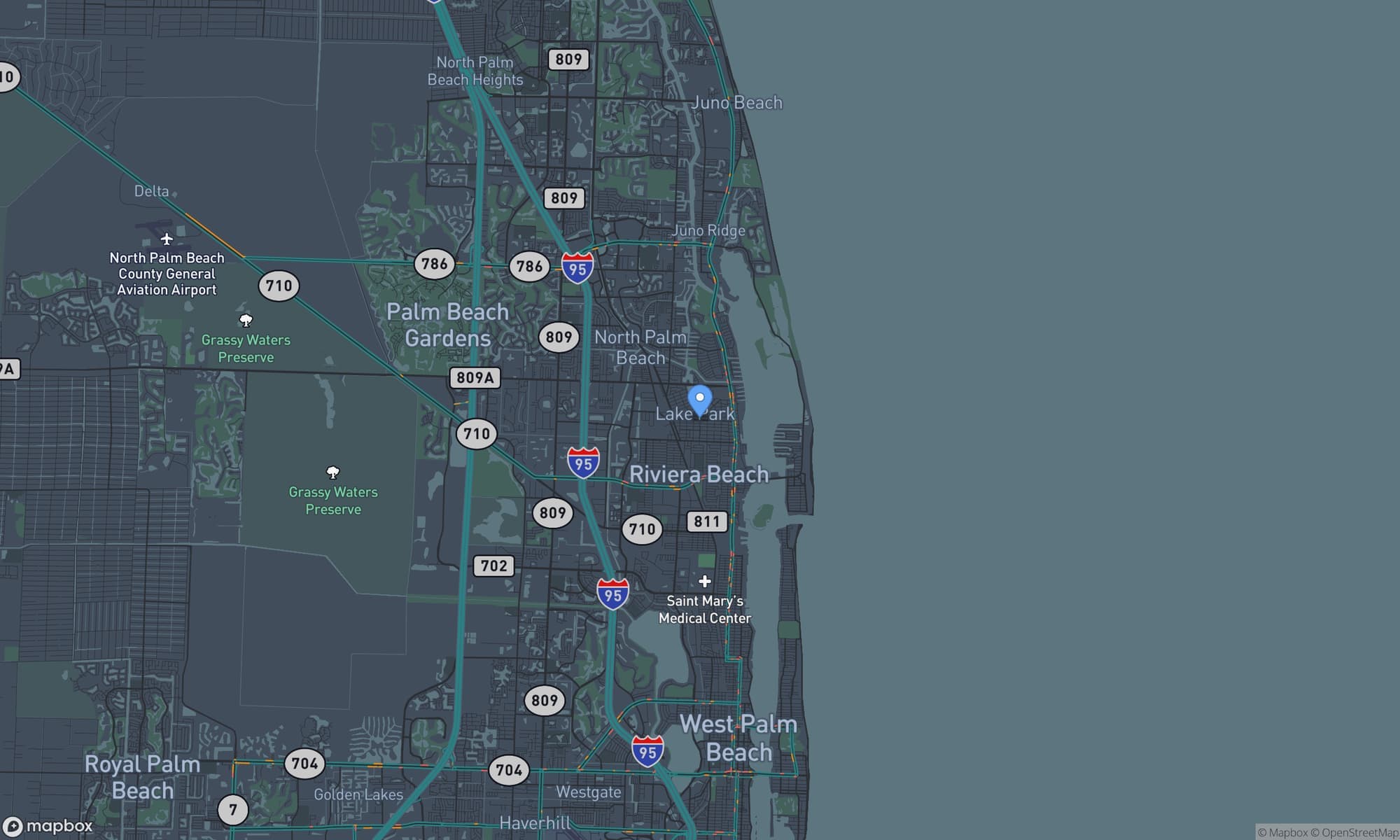 Map centered on Lake Park