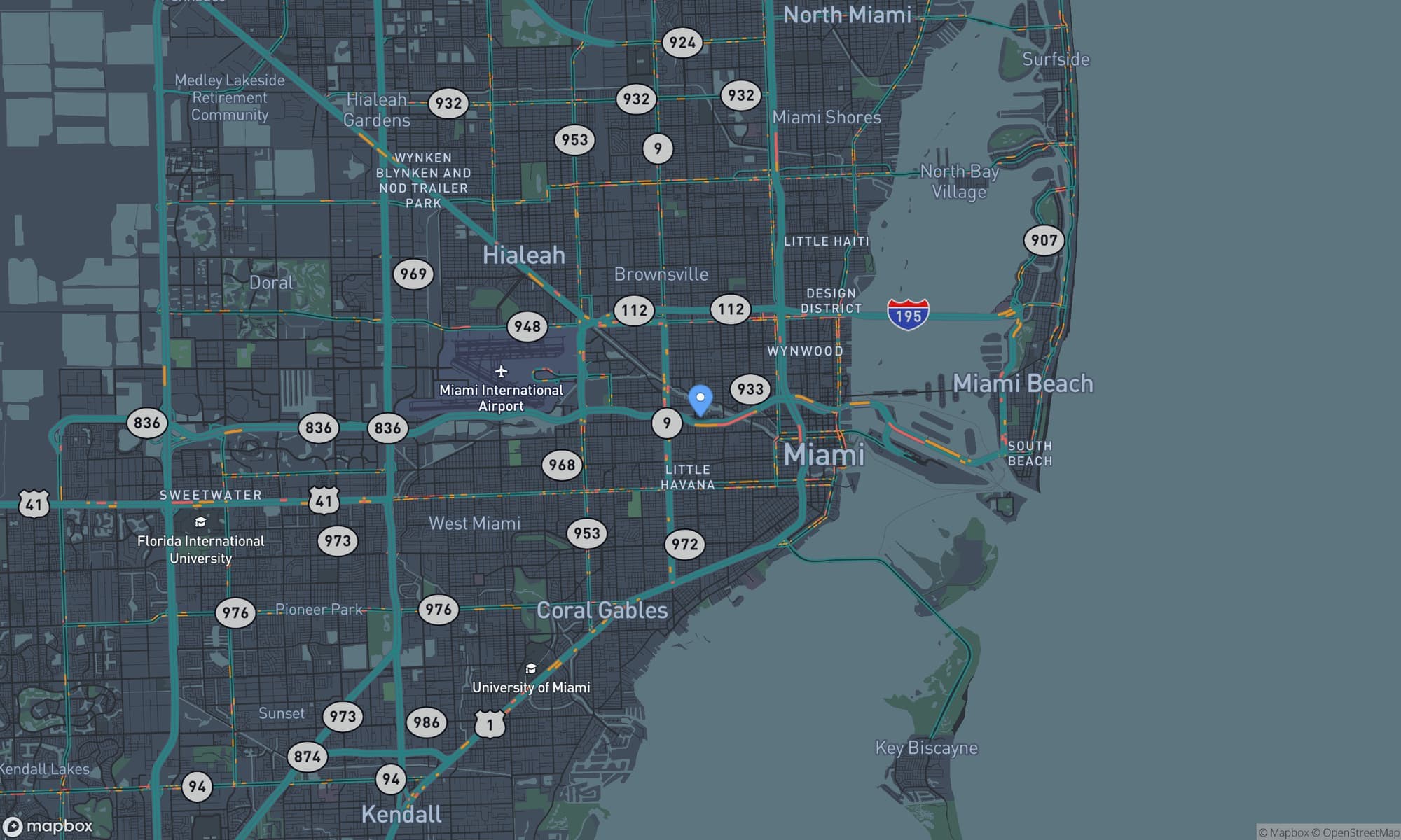 Map centered on Miami