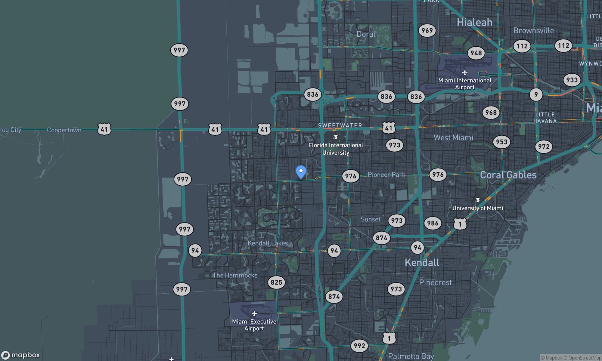 Map centered on Tamiami